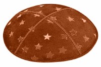 Rust Blind Embossed Large Stars Kippah without Trim