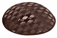 Brown Blind Embossed L'chaim Cups Kippah without Trim