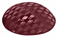 Burgundy Blind Embossed L'chaim Cups Kippah without Trim