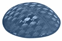 Denim Blind Embossed L'chaim Cups Kippah without Trim