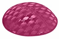Fuchsia Blind Embossed L'chaim Cups Kippah without Trim