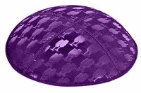 Purple Blind Embossed L'chaim Cups Kippah without Trim