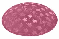 Hot Pink Blind Embossed Leaves Kippah