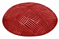 Red Blind Embossed Mosaic Kippah without Trim
