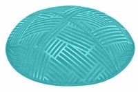 Turquoise Blind Embossed Mosaic Kippah without Trim