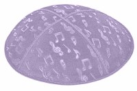 Lavender Blind Embossed Musical Notes Kippah
