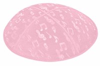 Light Pink Blind Embossed Musical Notes Kippah