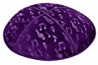 Purple Blind Embossed Musical Notes Kippah