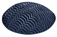 Navy Blind Embossed Kippah without Trim