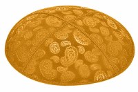 Gold Blind Embossed Paisley Kippah without Trim