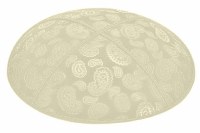Ivory Blind Embossed Paisley Kippah without Trim