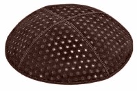 Brown Blind Embossed Pin Dots Kippah without Trim