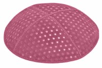 Hot Pink Blind Embossed Pin Dots Kippah without Trim