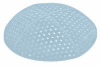 Light Blue Blind Embossed Pin Dots Kippah without Trim