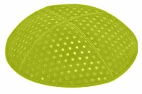 Lime Blind Embossed Pin Dots Kippah without Trim
