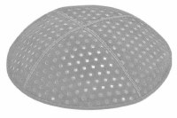 Medium Grey Blind Embossed Pin Dots Kippah without Trim