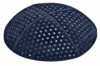 Navy Blind Embossed Pin Dots Kippah without Trim
