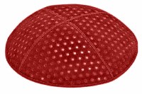 Red Blind Embsssed Pin Dots Kippah without Trim