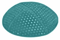 Teal Blind Embossed Pin Dots Kippah without Trim