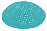 Turquoise Blind Embossed Pin Dots Kippah without Trim