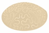 Beige Blind Embossed Puzzle Kippah without Trim