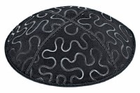Black Blind Embossed Puzzle Kippah without Trim