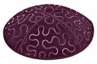 Eggplant Blind Embossed Puzzle Kippah without Trim