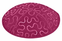 Fuchsia Blind Embossed Puzzle Kippah without Trim