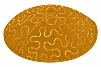 Gold Blind Embossed Puzzle Kippah without Trim