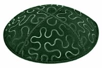 Green Blind Embossed Puzzle Kippah without Trim
