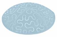 Light Blue Blind Embossed Puzzle Kippah without Trim