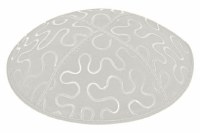 Light Grey Blind Embossed Puzzle Kippah without Trim