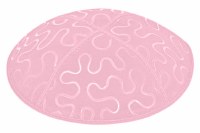 Light Pink Blind Embossed Puzzle Kippah without Trim