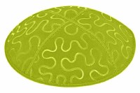 Lime Blind Embossed Puzzle Kippah without Trim