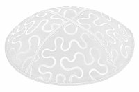 White Blind Embossed Puzzle Kippah without Trim