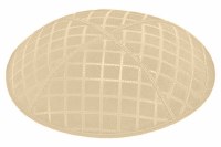 Beige Blind Embossed Quilted Kippah without Trim