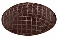 Brown Blind Embossed Quilted Kippah without Trim