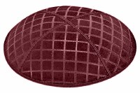 Burgundy Blind Embossed Quilted Kippah without Trim