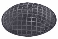 Dark Grey Blind Embossed Quilted Kippah without Trim