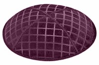 Eggplant Blind Embossed Quilted Kippah without Trim