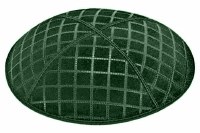 Green Blind Embossed Quilted Kippah without Trim