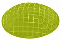 Lime Blind Embossed Quilted Kippah without Trim