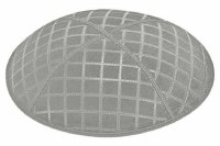 Medium Grey Blind Embossed Quilted Kippah without Trim