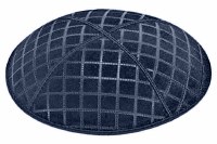 Navy Blind Embossed Quilted Kippah without Trim