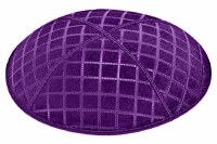 Purple Blind Embossed Quilted Kippah without Trim