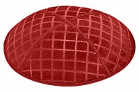 Red Blind Embossed Quilted Kippah without Trim