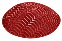Red Blind Embossed Kippah without Trim
