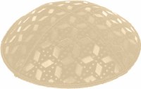 Additional picture of Beige Blind Embossed Rocky Road Kippah without trim