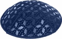 Additional picture of Dark Royal Blind Embossed Rocky Road Kippah without trim