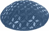 Additional picture of Denim Blind Embossed Rocky Road Kippah without trim